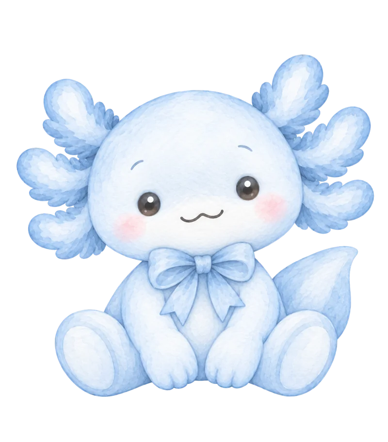 Ajolote de peluche con moño